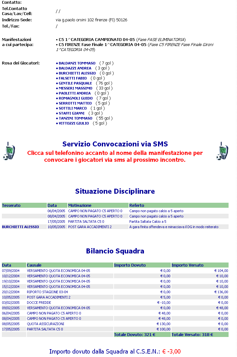 Area Privata Squadre web